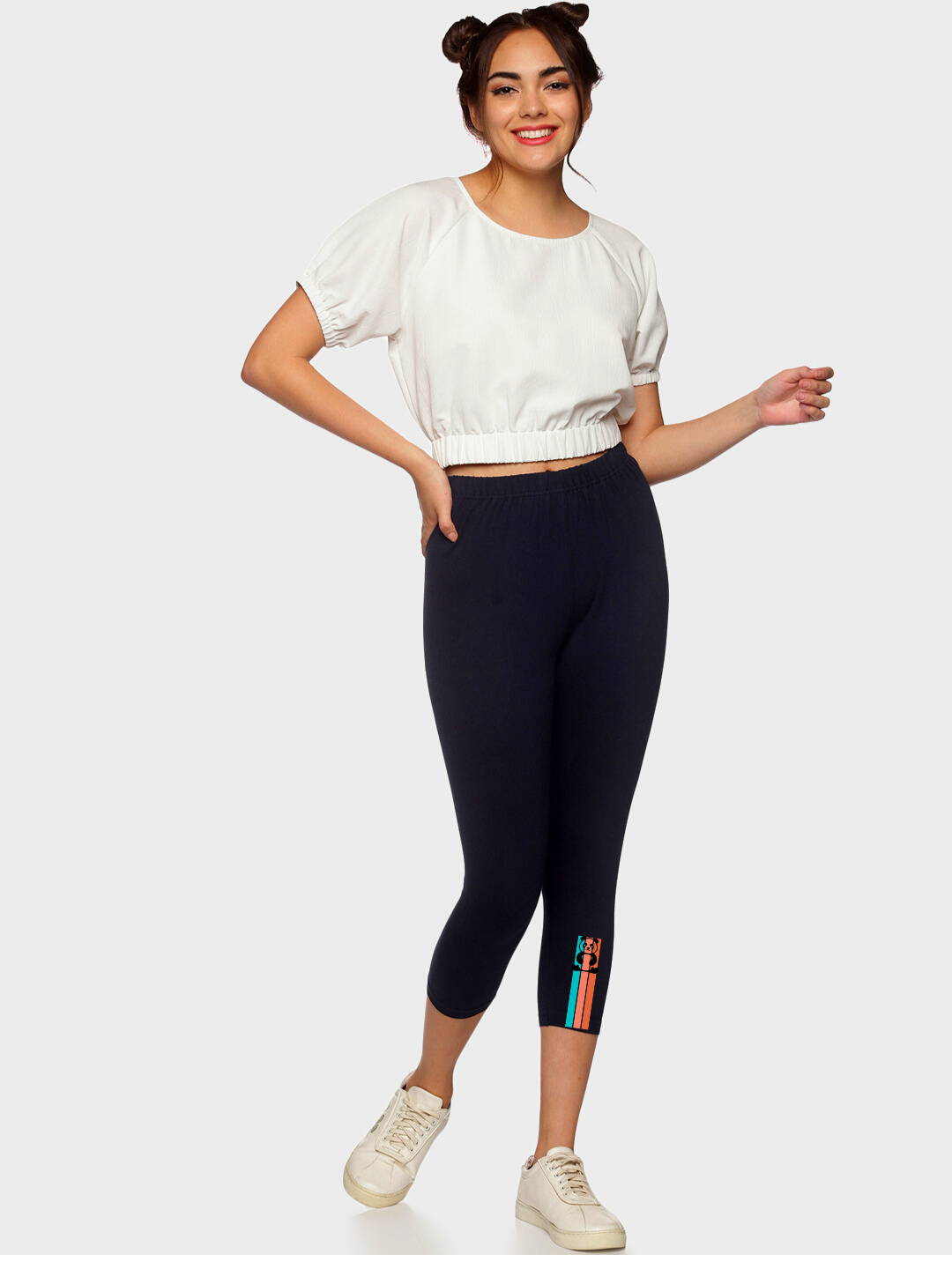 Women Stretchable Printed Legging Capri Nyc 491 K12 - notyetbyus