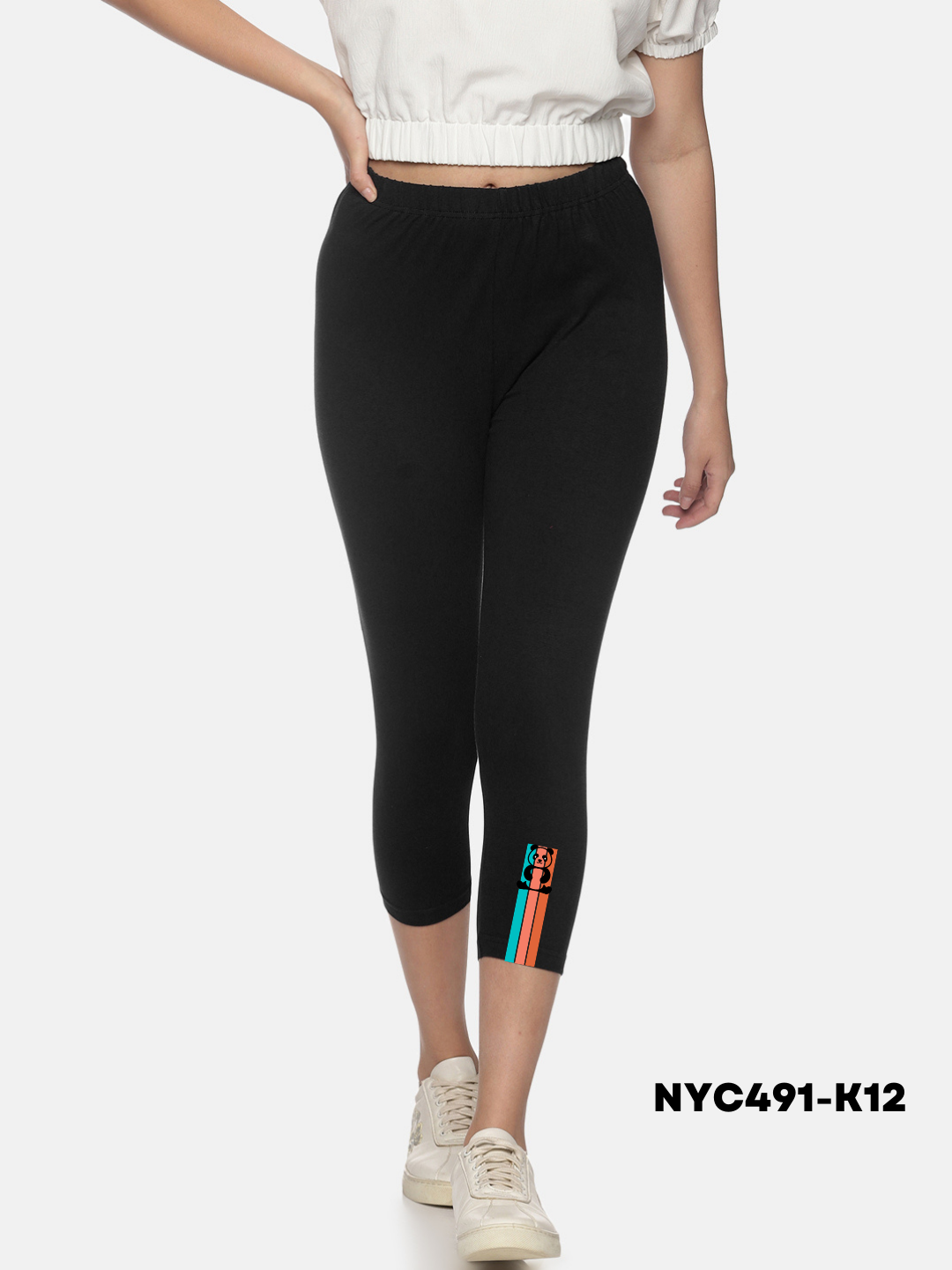Women Stretchable Printed Legging Capri Nyc 491 K12 - notyetbyus