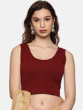 Women Sleevless Plain Stretchable  Blouse U0201 Maroon