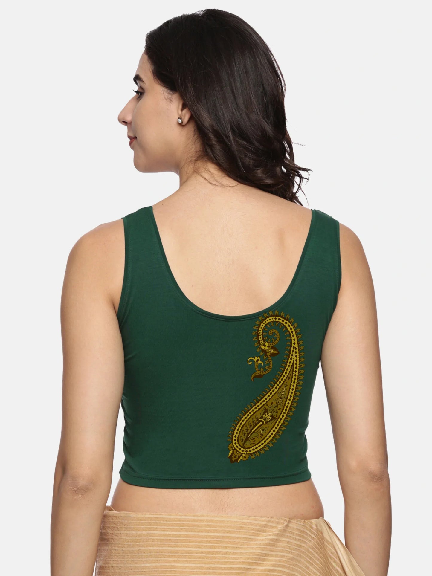 Women Sleevless Back Printed Stretchable Blouse U0204 - notyetbyus