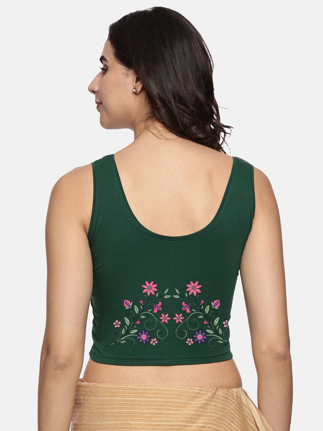 Women Sleevless Back Printed Stretchable  Blouse U0207 - notyetbyus