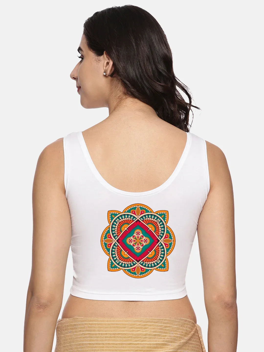 Women Sleevless Back Printed Stretchable Blouse U0208 - notyetbyus