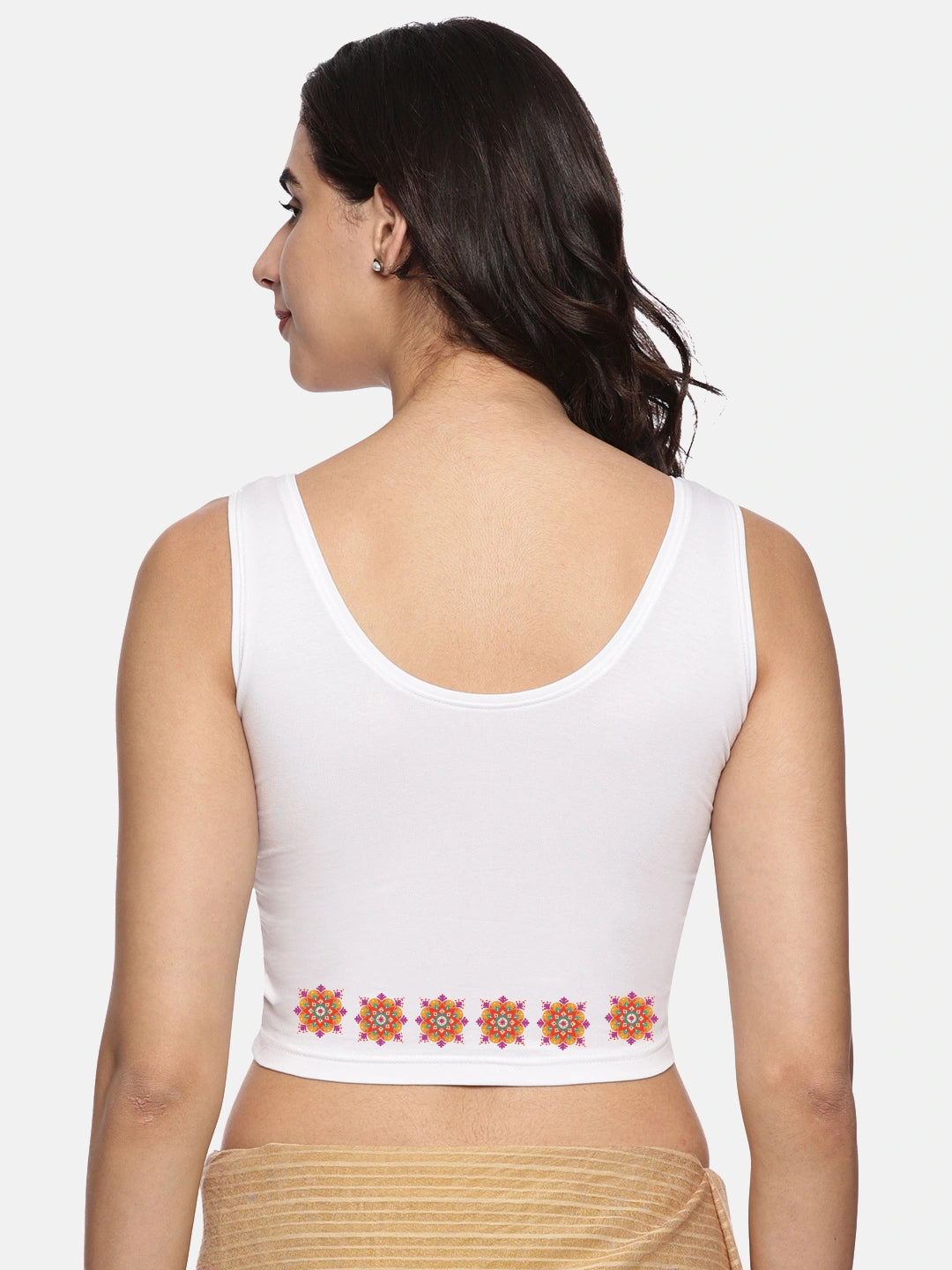 Women Sleevless Back Printed Stretchable  Blouse U0210 - notyetbyus