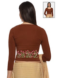 Women Three Fourth Sleeve Back Print Stretchable Blouse U0107 Honey Brown