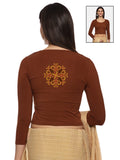 Women Three Fourth Sleeve Back Print Stretchable Blouse U0128  Honey Brown