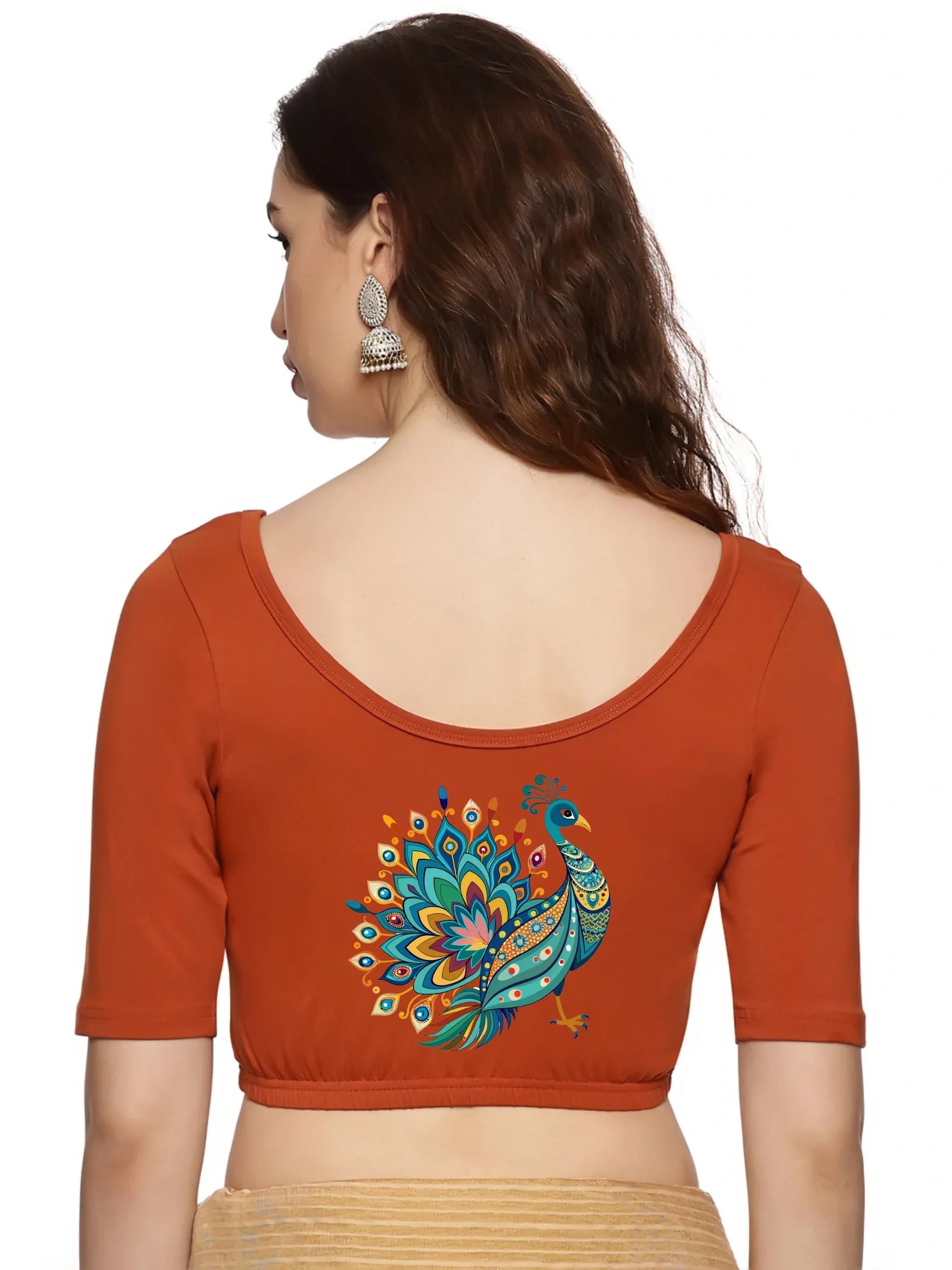 Women Back Printed Stretchable Blouse U0135 - notyetbyus
