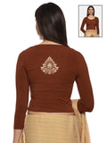 Women Three Fourth Sleeve Back Print Stretchable Blouse U0152 Honey Brown