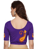 Women Back Printed Stretchable Half Sleeve Blouse U0177 Purple