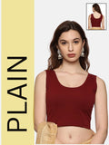 Women Sleevless Plain Stretchable  Blouse U0201 Maroon