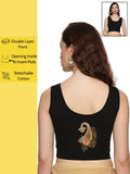 Women Sleeveless Back Printed Stretchable  Blouse U0203 Black