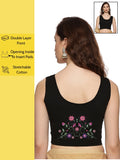 Women Sleeveless Back Printed Stretchable  Blouse U0207 Black
