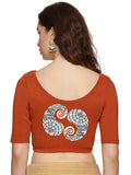 Women Back Printed Stretchable  Half Sleeve Blouse U021 Rust