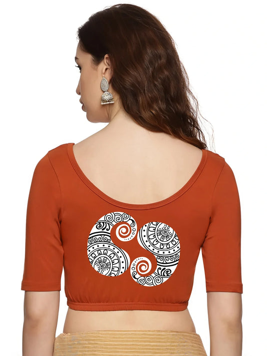 Women Back Printed Stretchable Blouse U021 - notyetbyus