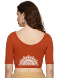Women Back Printed Stretchable Half Sleeve Blouse U022 Rust
