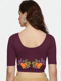 Women Back Printed Stretchable Half Sleeve Blouse U0227 Violet