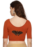 Women Back Printed Stretchable Half Sleeve Blouse U07 Rust