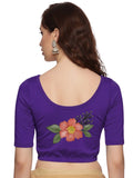 Women Back Printed Stretchable Half Sleeve Blouse U073 Purple