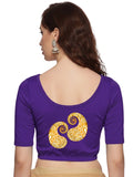 Women Back Printed Stretchable Half Sleeve Blouse U080 Purple