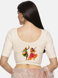 Women Back Printed Stretchable Half Sleeve Blouse U086 Cream