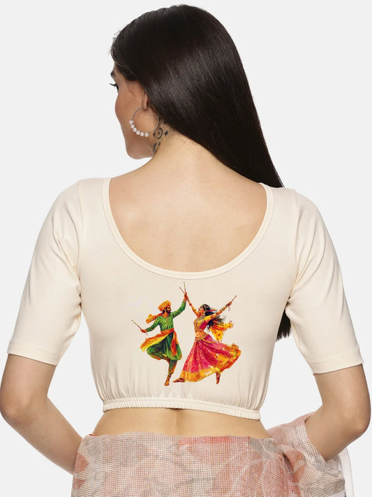Women Back Printed Stretchable Blouse U086 - notyetbyus
