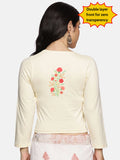 Women Three Fourth Sleeve Back Print Stretchable Blouse U0182 Cream