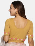 Women Back Printed Stretchable Half Sleeve Blouse U087 Chikoo