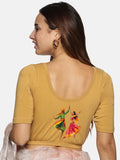Women Back Printed Stretchable Half Sleeve Blouse U086 Chikoo