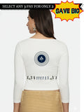 Women Three Fourth Sleeve Back Print Stretchable Blouse U0179 White