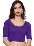 Women Plain Stretchable Half Sleeve Blouse U01A Purple