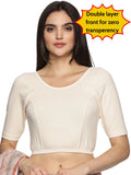 Women Plain Stretchable Half Sleeve Blouse U01A Cream