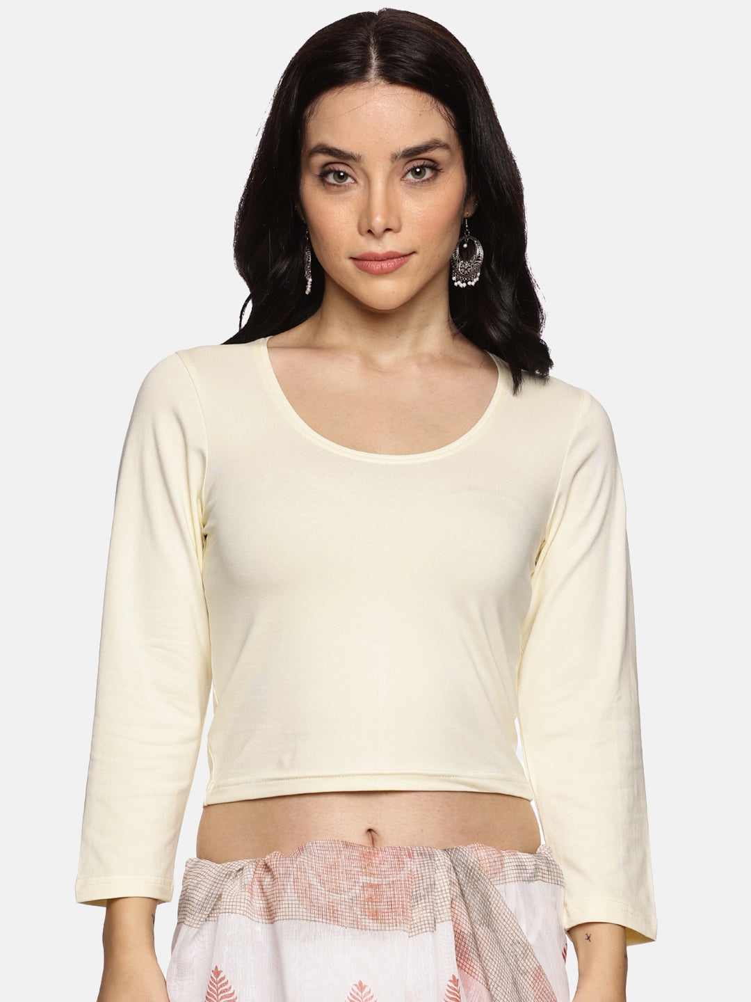 Women Three Fourth Sleeve Plain Stretchable Blouse U0101 - notyetbyus