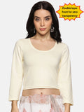 Women Three Fourth Sleeve Plain Stretchable Blouse U0101 Cream