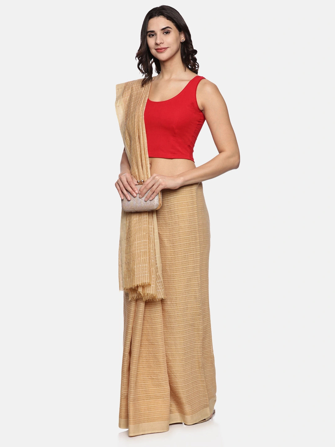 Women Sleeveless Back Printed Stretchable  Blouse U0202 Red