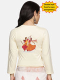 Women Three Fourth Sleeve Back Print Stretchable Blouse U0110 Cream