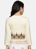 Women Three Fourth Sleeve Back Print Stretchable Blouse U0123 Cream