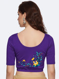 Women Back Printed Stretchable Half Sleeve Blouse U0164 Purple