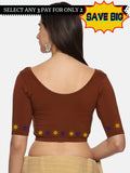 Women Back Printed Stretchable Half Sleeve Blouse U0193 Honey Brown