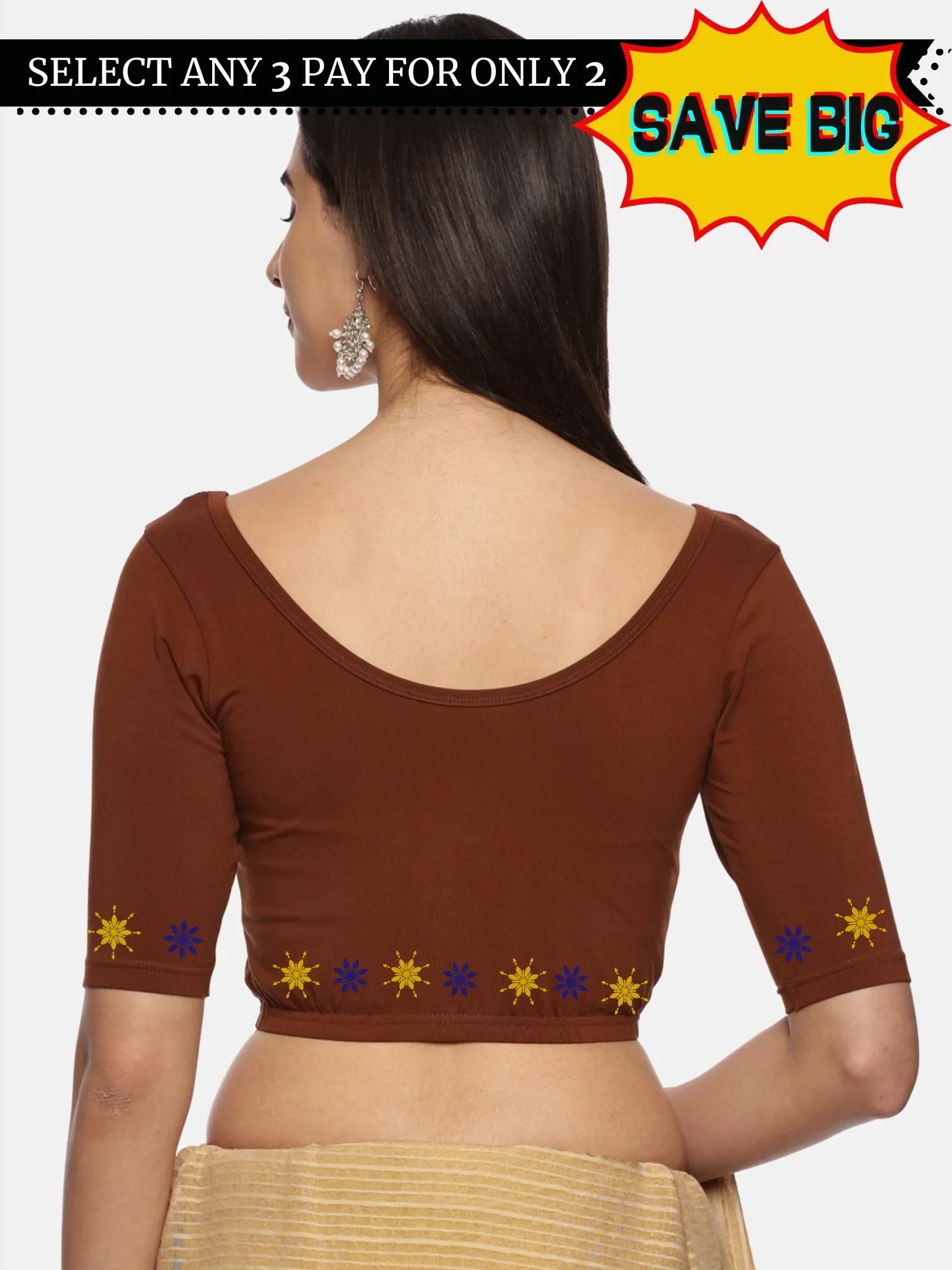 Women Back Printed Stretchable Blouse U0193 - notyetbyus