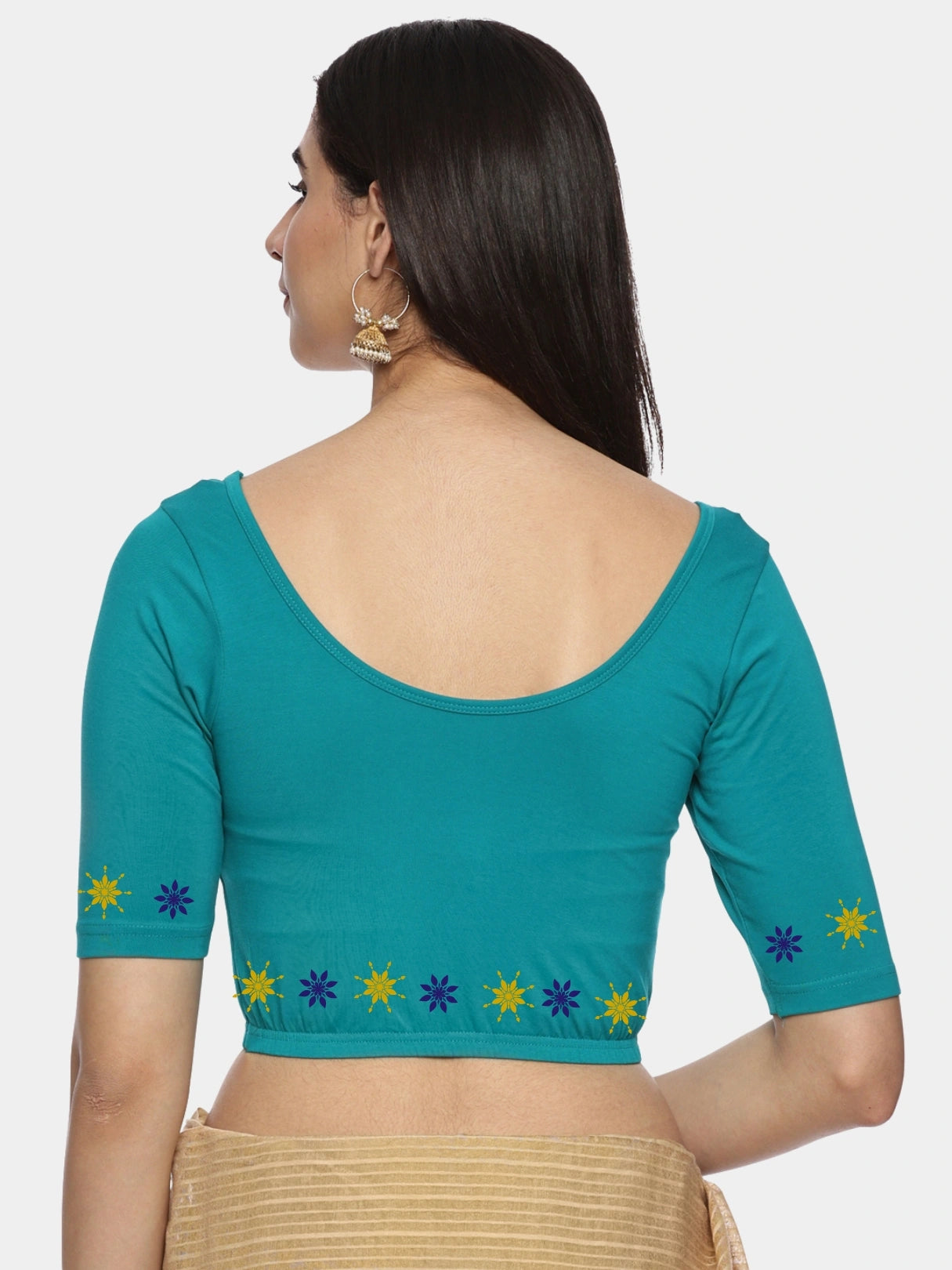 Women Back Printed Stretchable Blouse U0193