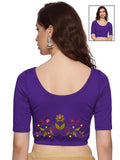 Women Back Printed Stretchable Half Sleeve Blouse U0197 Purple