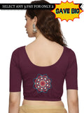 Women Back Printed Stretchable Half Sleeve Blouse U0222 Violet