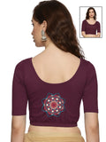 Women Back Printed Stretchable Half Sleeve Blouse U0222 Violet