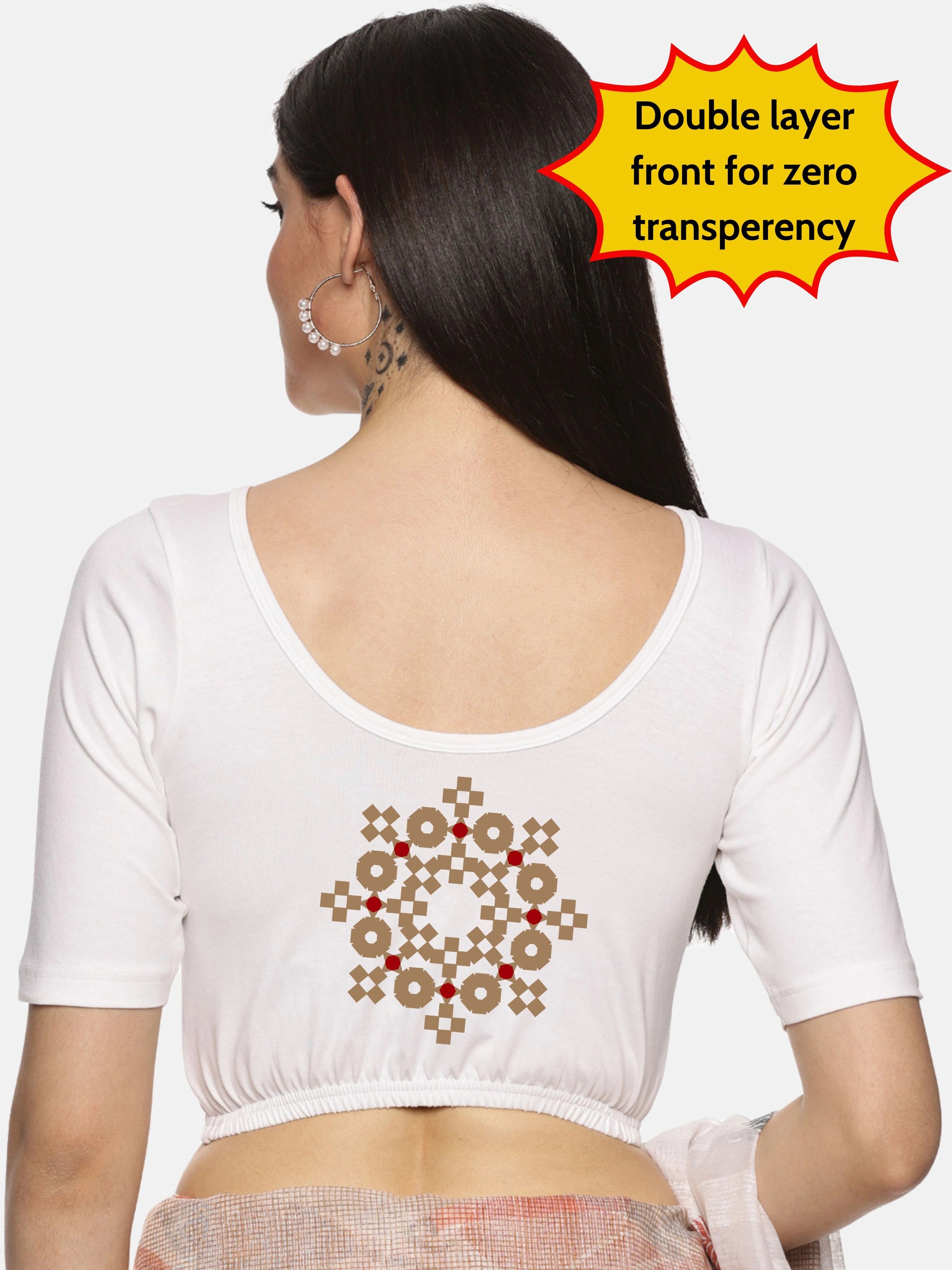 Women Back Printed Stretchable Blouse U058 - notyetbyus