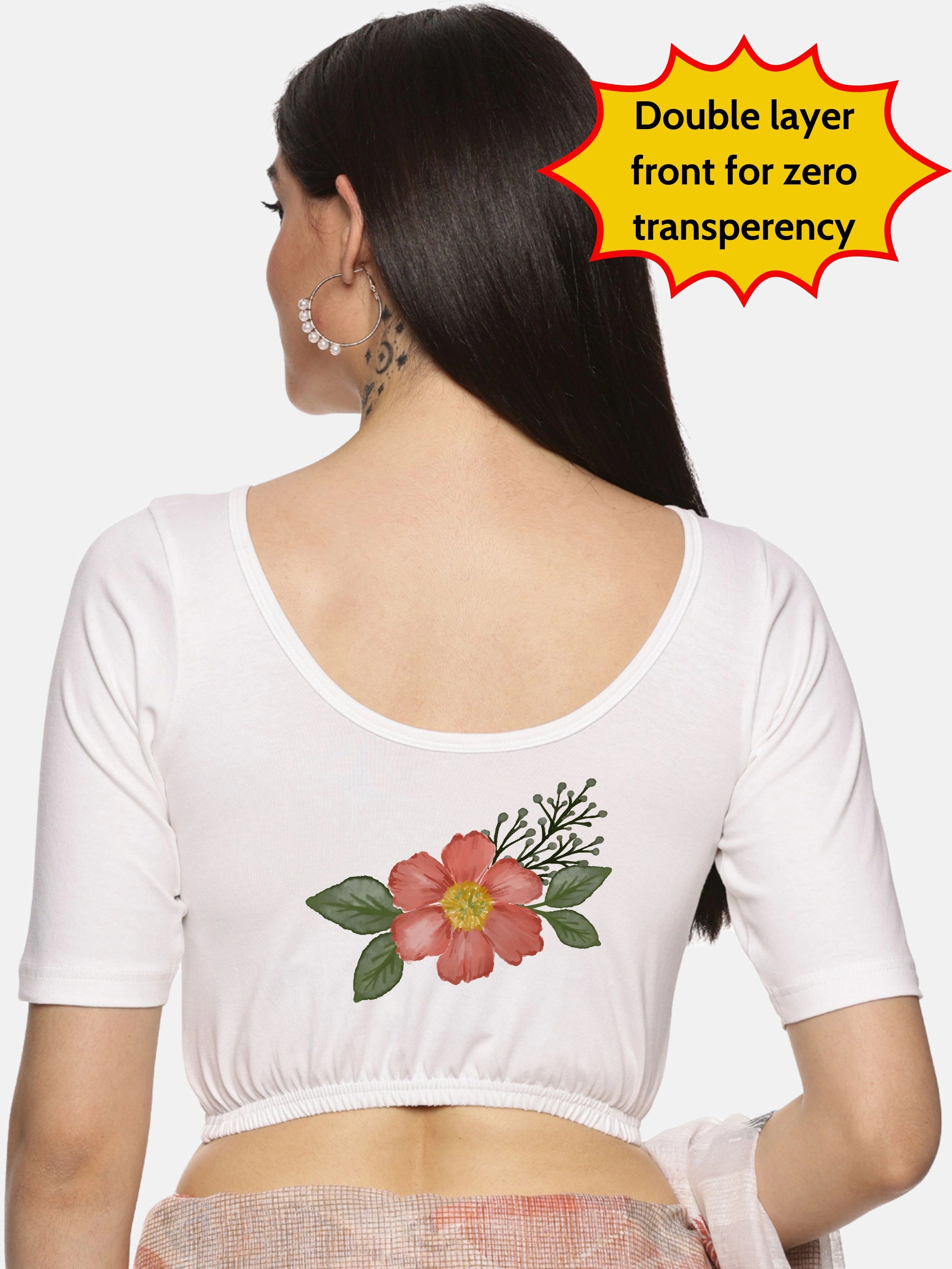 Women Back Printed Stretchable Blouse U073 - notyetbyus