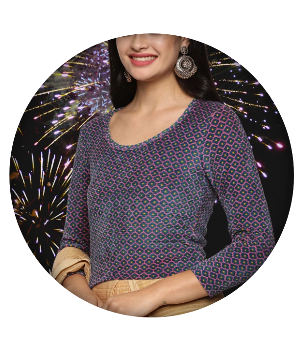 Women Allover Maroon Abstract Printed Stretchable Blouse UA08 - notyetbyus